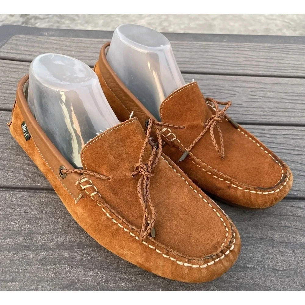 GH Bass Men's Slippers Size‎ 8 Brown Leather Moccasins House Shoes